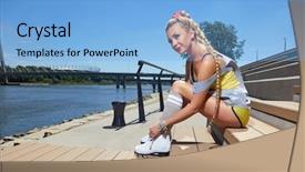  Presentation with sexy - Beautiful PPT theme featuring riding on a retro roller backdrop and a  colored foreground