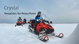  Presentation with finland - Slide deck featuring riding-on-a-snowmobile background and a  colored foreground