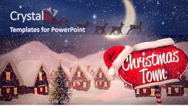  Presentation with santa sleigh - Beautiful presentation theme featuring riding on sleigh during christmas backdrop and a ocean colored foreground