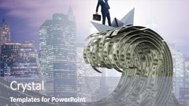  Presentation with boat - Slides with riding paper boat in dollar background and a gray colored foreground