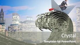  Presentation with boat - Presentation theme having riding paper boat in dollar background and a gray colored foreground