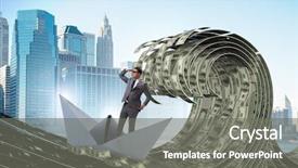  Presentation with dollar - PPT theme enhanced with riding paper boat in dollar background and a gray colored foreground