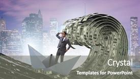  Presentation with boat - Beautiful theme featuring riding paper boat in dollar backdrop and a gray colored foreground