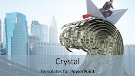  Presentation with collaboration paper dolls - Cool new theme with riding paper boat in dollar backdrop and a light blue colored foreground