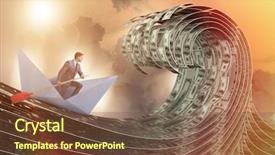  Presentation with collaboration paper dolls - Audience pleasing PPT layouts consisting of riding paper boat in dollar backdrop and a tawny brown colored foreground