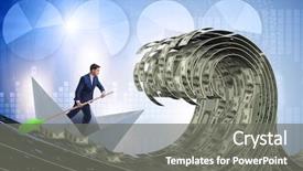  Presentation with collaboration paper dolls - Colorful slides enhanced with riding paper boat in dollar backdrop and a gray colored foreground