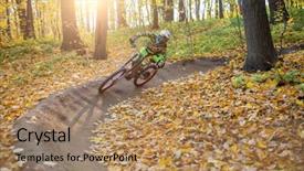  Presentation with man riding big bike motor - Beautiful slides featuring riding sports bike on track backdrop and a coral colored foreground