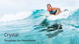  Presentation with ocean wave - Amazing slide deck having riding the turquoise ocean wave backdrop and a light blue colored foreground