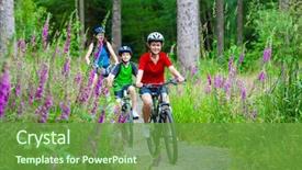  Presentation with healthy lifestyle cute - Cool new slide deck with riding trail - healthy lifestyle - family biking backdrop and a tawny brown colored foreground