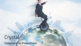  Presentation with globe - Presentation theme with riding unicycle around the globe background and a light blue colored foreground