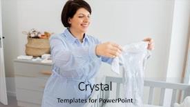  Presentation with baby clothes - Slide set featuring rieview - motherhood pregnancy and nursery concept background and a light blue colored foreground