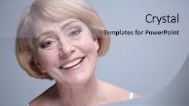  Presentation with old lady cartoon - Colorful slide set enhanced with riffles - beauty female happy lady portrait backdrop and a light blue colored foreground