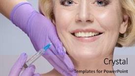  Presentation with skin anatomy face and head - Presentation theme with riffles - closeup portrait of attractive old background and a coral colored foreground