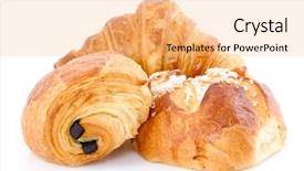  Presentation with french bakery - Slides featuring riffles - french bakery products background and a coral colored foreground