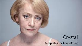  Presentation with blue - Beautiful PPT theme featuring riffles - mature woman portrait isolated backdrop and a  colored foreground