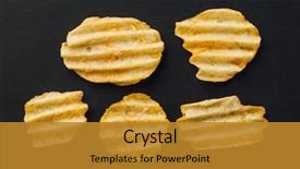  Presentation with potato chips - Theme having riffles - rippled potato chips on black background and a gold colored foreground