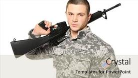  Presentation with military sexual assault - Audience pleasing theme consisting of riffles - soldier with assault riffle backdrop and a  colored foreground
