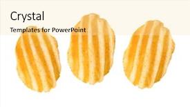  Presentation with food potato spicy chips crisps snacks - Colorful PPT layouts enhanced with riffles - three rippled potato chips isolated backdrop and a blonde colored foreground