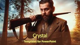  Presentation with hunting - Presentation theme featuring rifle - hunter in vintage hunting clothing background and a tawny brown colored foreground