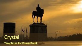  Presentation with square - Colorful theme enhanced with rifle - silhouette of the statue backdrop and a tawny brown colored foreground