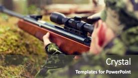  Presentation with shooting gun - PPT theme enhanced with rifle - soldier or hunter shooting background and a tawny brown colored foreground