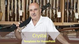  Presentation with shoulder - Presentation design featuring rifle on shoulder in gun background and a tawny brown colored foreground