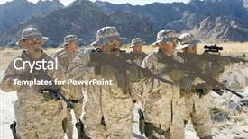  Presentation with rifles - PPT theme consisting of rifles on a mission background and a coral colored foreground