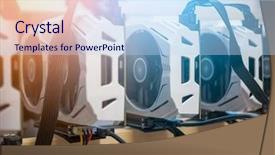  Presentation with mining - Beautiful PPT layouts featuring rig - computer for bitcoin mining backdrop and a sky blue colored foreground