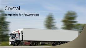  Presentation with heavy load - Amazing presentation having rig move - heavy truck hurries to deliver backdrop and a light blue colored foreground