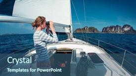  Presentation with sails sailing yacht catamaran sailing - Colorful presentation theme enhanced with rig move - lady sailor standing backdrop and a  colored foreground