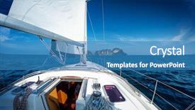  Presentation with moving sea - Cool new PPT theme with rig move - sailing vessel moving under sails backdrop and a  colored foreground