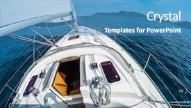  Presentation with moving sea - Beautiful PPT theme featuring rig move - sailing vessel moving with open backdrop and a teal colored foreground