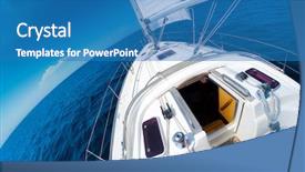  Presentation with moving sea - Audience pleasing presentation theme consisting of rig move - sailing vessel moving with sail backdrop and a teal colored foreground