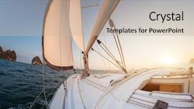  Presentation with moving sea - Amazing PPT theme having rig move - sailing vessel moving backdrop and a soft green colored foreground