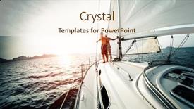 Presentation with sunset sailing - Colorful presentation design enhanced with rig move - young couple enjoys sunset backdrop and a cream colored foreground
