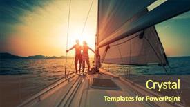  Presentation with sunset sailing - PPT theme having rig move - young couple enjoys sunset background and a tawny brown colored foreground