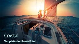  Presentation with sunset sailing - PPT layouts consisting of rig move - young couple enjoys sunset background and a navy blue colored foreground