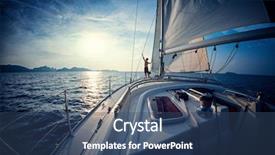  Presentation with one young man exercising handball - Slide deck enhanced with rig move - young man stands background and a ocean colored foreground