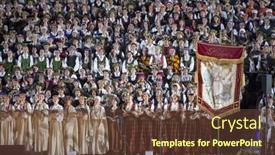  Presentation with festival dance - Cool new presentation theme with riga-latvia-july-7-2013 backdrop and a tawny brown colored foreground