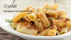  Presentation with pasta sauce - Theme with rigatoni pasta with a tomato background and a  colored foreground