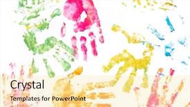  Presentation with children hands - Audience pleasing slides consisting of children's hands paint prints background backdrop and a blonde colored foreground