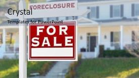  Presentation with foreclosure - Audience pleasing presentation design consisting of right facing foreclosure for sale backdrop and a light blue colored foreground