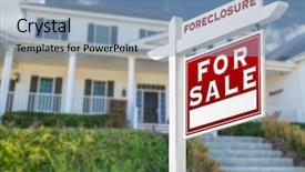  Presentation with foreclosure - Presentation with right facing foreclosure for sale background and a seafoam green colored foreground