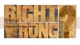  Presentation with ethical dilemma - Amazing presentation design having right or wrong ethical choice backdrop and a gold colored foreground