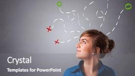  Presentation with thinking - Presentation featuring right people - beautiful young woman thinking background and a gray colored foreground