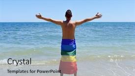  Presentation with wrapped flag - PPT layouts consisting of right people right place - young caucasian man seen background and a light blue colored foreground