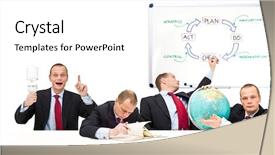  Presentation with innovation strategy - Colorful slide deck enhanced with right plan do check act backdrop and a white colored foreground