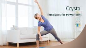  Presentation with healthy people - Slide set enhanced with right triangles - fitness sport people and healthy background and a sky blue colored foreground