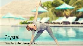  Presentation with triangle - Audience pleasing PPT theme consisting of right triangles - fitness sport people and healthy backdrop and a mint green colored foreground