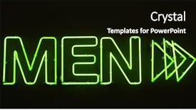  Presentation with pointer green - Beautiful PPT theme featuring right triangles - green neon inscription men backdrop and a  colored foreground